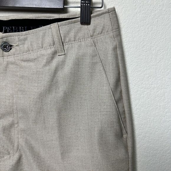 Pebble Beach Comfort Flex Performance Short Chino Bermuda Sz 32 Gold Checker - Picture 3 of 9